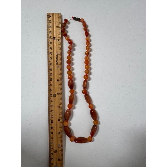 Vintage Carnelian Beaded Necklace With Barrel Clasp 22 Inches Long Warm Tones - Picture 1 of 15